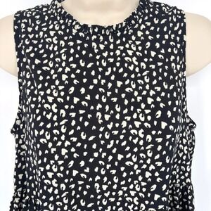 Hudson Gray Tiered Sleeveless Midi Dress Black Cream Ruffle Neck Sz Small